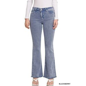 Zenana It's About Time Colored Denim Flares in Blackberry DMP-1846A